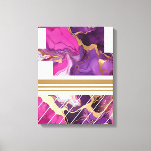Lila, Rosa och Guld Marble Canvastryck