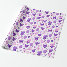 Lila Rosa och Lavender Bears and Balloons Gift Presentpapper