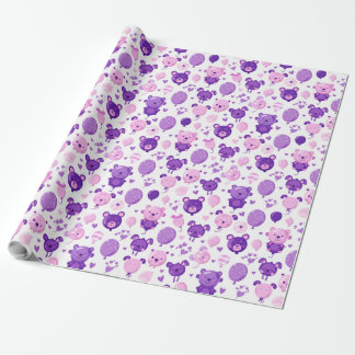 Lila Rosa och Lavender Bears and Balloons Gift Presentpapper