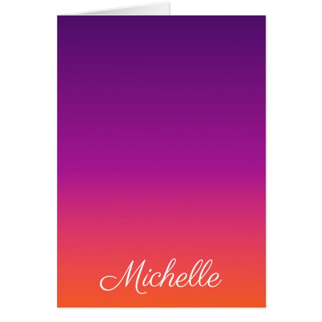 Lila, rosa och orange, gradient, ombre hälsningskort (Framsidan)