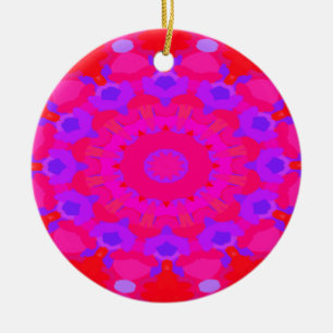 Lila, Rosa och Orange Mandala Julgransprydnad Keramik