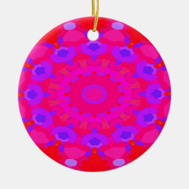 Lila, Rosa och Orange Mandala Julgransprydnad Keramik (Framsidan)