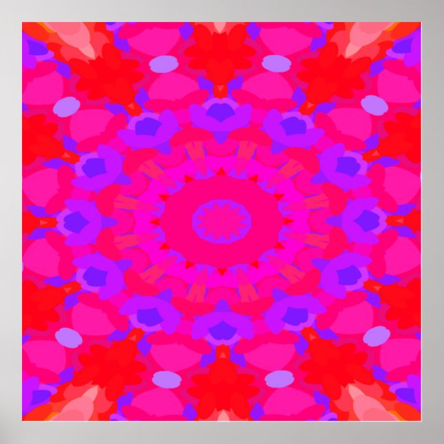 Lila, Rosa och Orange Mandala Poster (Framsidan)