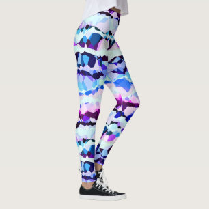 Lila, Rosa och Rand i den blå Abstrakten Leggings
