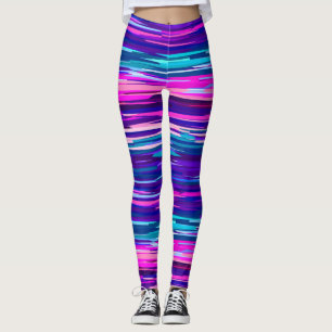 Lila, Rosa och Rand i den blå Abstrakten Leggings