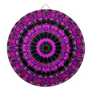 Lila Rosa och svart Kaleidoskop Mönster Darttavla