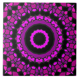 Lila Rosa och svart Kaleidoskop Mönster Kakelplatta