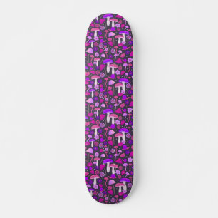 Lila, Rosa och svartvitt av olika typer av svampar Mini Skateboard Bräda 18,5 Cm