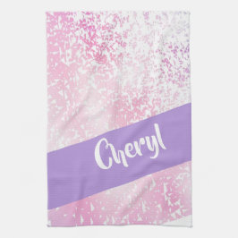 Lila, rosa och vit glitter kökshandduk
