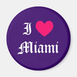 Lila Rosa och vit I Kärlek Miami Magnet