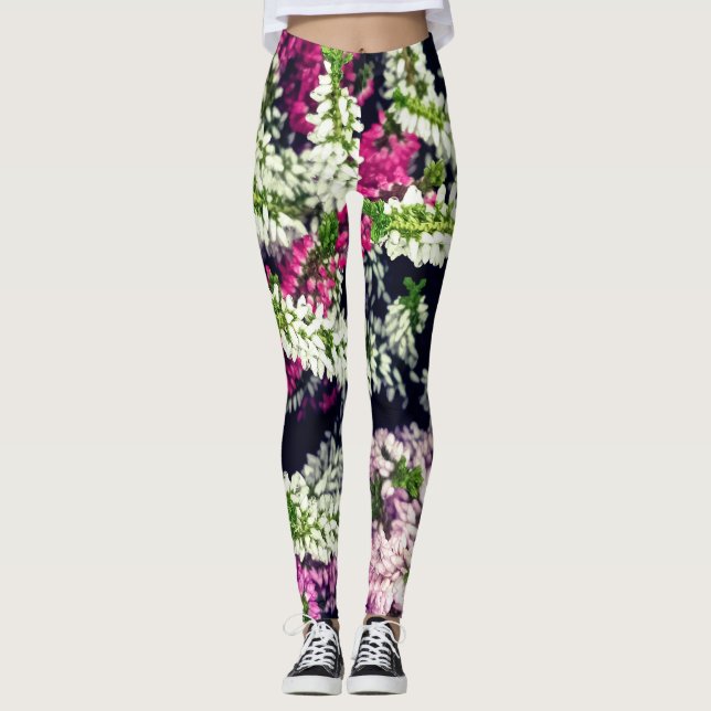 Lila, rosa och vita blommor leggings (Framsida)