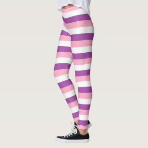 Lila-, rosa- och vitrandar leggings