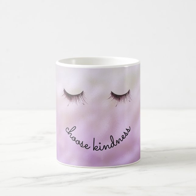 Lila Rosa Ombre Black Eyelash Kindness Kaffemugg (Center)
