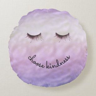 Lila Rosa Ombre Black Eyelash Kindness Rund Kudde
