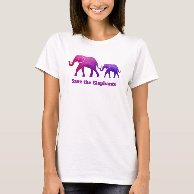 Lila Rosa Ombre Elephant Cow Calf T-Shirt (Framsida)