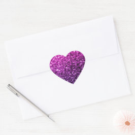 Lila Rosa Ombre falskt glitter gnistrar Hjärtformat Klistermärke