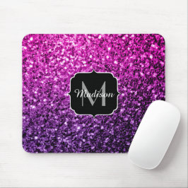 Lila Rosa Ombre falskt glitter gnistrar Monogram Musmatta