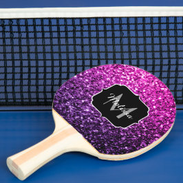 Lila Rosa Ombre falskt glitter gnistrar Monogram Pingisracket