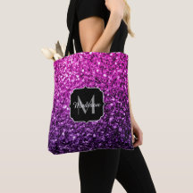 Lila Rosa Ombre falskt glitter gnistrar Monogram