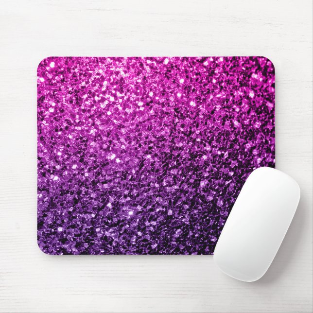 Lila Rosa Ombre falskt glitter gnistrar Musmatta (Med mus)
