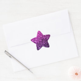 Lila Rosa Ombre falskt glitter gnistrar Stjärnformat Klistermärke