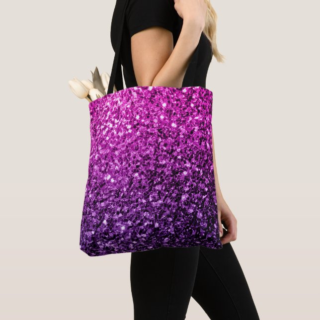Lila rosa ombré falskt glitter gnistrar tygkasse (Närbild)