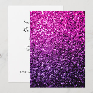 Lila Rosa Ombre faux glitter gnistra Personalize Inbjudningar