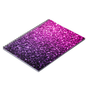 Lila Rosa Ombre faux glitter sparkles Anteckningsbok
