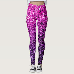 Lila Rosa Ombre faux glitter sparkles Leggings