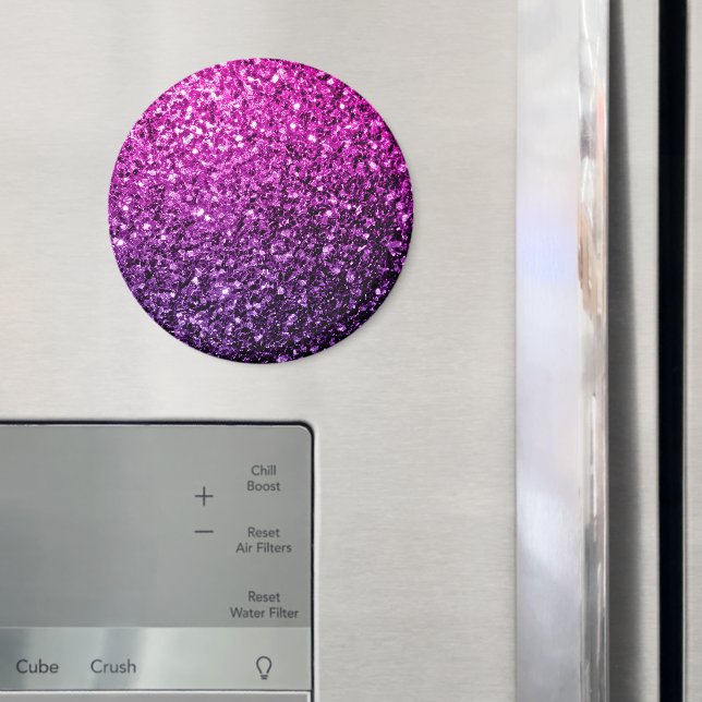 Lila Rosa Ombre faux glitter sparkles Magnet (In Situ (Fridge))