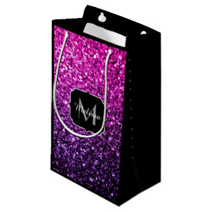 Lila Rosa Ombre faux glitter sparkles Monogram