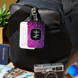 Lila Rosa Ombre faux glitter sparkles Monogram Bagagebricka