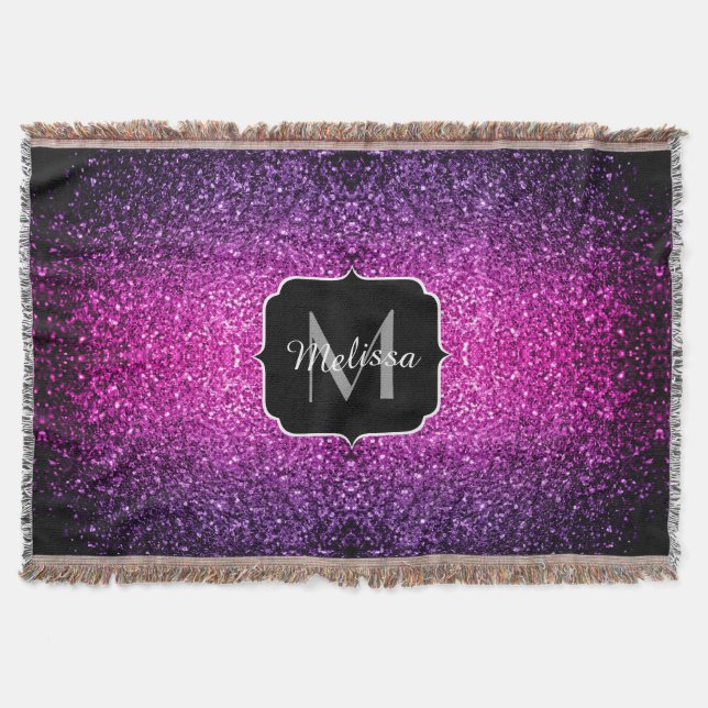 Lila Rosa Ombre faux glitter sparkles Monogram Mysfilt (Framsidan)