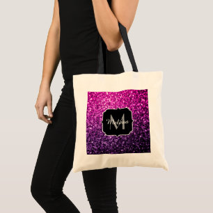 Lila Rosa Ombre faux glitter sparkles Monogram Tygkasse