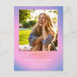 Lila Rosa Ombre Foto Skript Examenklass Vykort