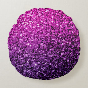 Lila Rosa Ombre glitter-miniatyrdiagram Rund Kudde