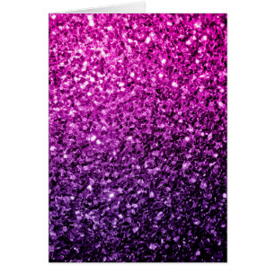 Lila Rosa Ombre glitter-miniatyrkort för hälsning Hälsningskort