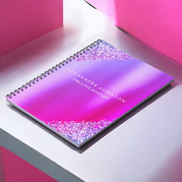 Lila Rosa  Ombre Glitter Office Business Anteckningsbok