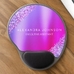 Lila Rosa  Ombre Glitter Office Business Gel Musmatta<br><div class="desc">Lila - Rosa Glitter Faux Gnistra Glitter Metallic Foil Minimalist Business Mousepad (Mouse Pad) med vit stavad typografi för monogrammet. Du kan anpassa affärsdesignen Ro Guld Girly med ditt namn. Kontakta designern om du vill ha anpassade matchande objekt.</div>