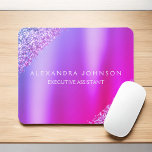 Lila Rosa  Ombre Glitter Office Business Musmatta<br><div class="desc">Lila Rosa Glitter Faux Gnistra Glitter Metallic Foil Minimalist Business Mousepad (Mouse Pad) med vita bokstäver för monogrammet. Du kan anpassa affärsdesignen Ro Guld Girly med ditt namn. Kontakta designern om du vill ha anpassade matchande objekt.</div>