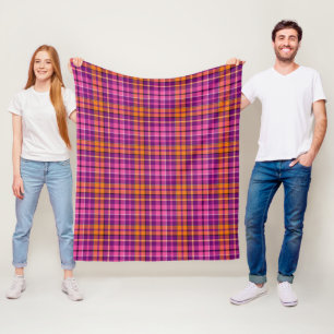 Lila Rosa Orange Plaid Tartan Design Fleecefilt