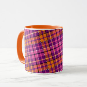 Lila Rosa Orange Plaid Tartan Design Mugg