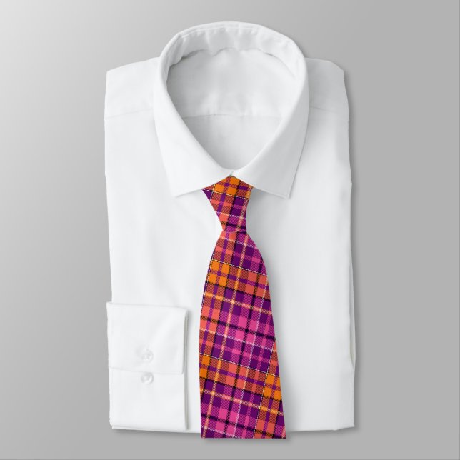 Lila Rosa Orange Plaid Tartan Design  Slips (Bunden)