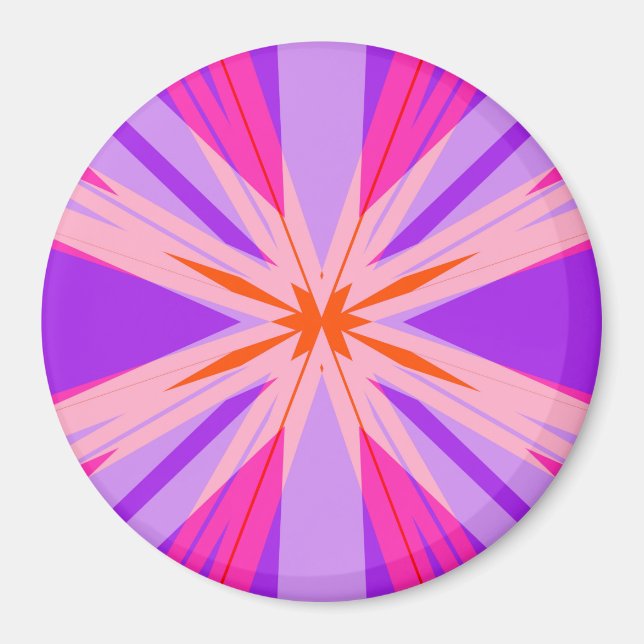 Lila Rosa Orange Starburst Star Festive Gift Rolig Magnet (Framsidan)