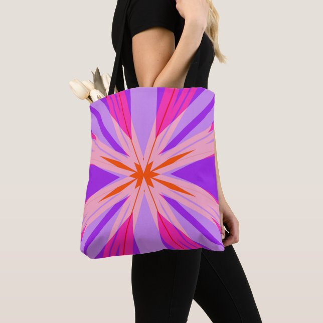 Lila Rosa Orange Starburst Star Festive Gift Rolig Tygkasse (Närbild)