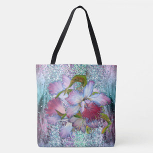 Lila Rosa Orchid Blommigt Vattenfärg Tygkasse