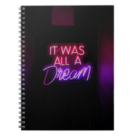 Lila-Rosa Ord Text Art. Allt var ett drömtecken Anteckningsbok