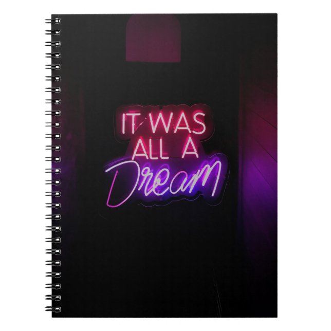 Lila-Rosa Ord Text Art. Allt var ett drömtecken Anteckningsbok (Framsidan)