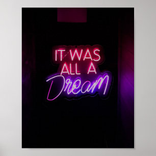 Lila-Rosa Ord Text Art. Allt var ett drömtecken Poster