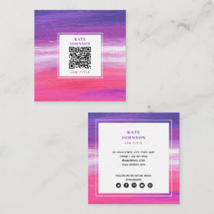 Lila Rosa Paediatric Abstrakt QR Code Social Media Fyrkantigt Visitkort
